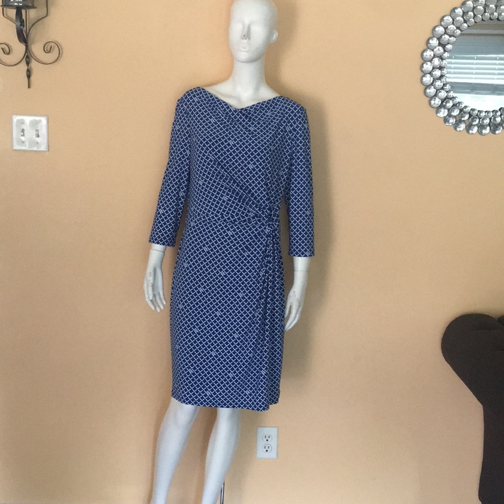 Ralph Lauren bleu RL logo pattern dress Size 12